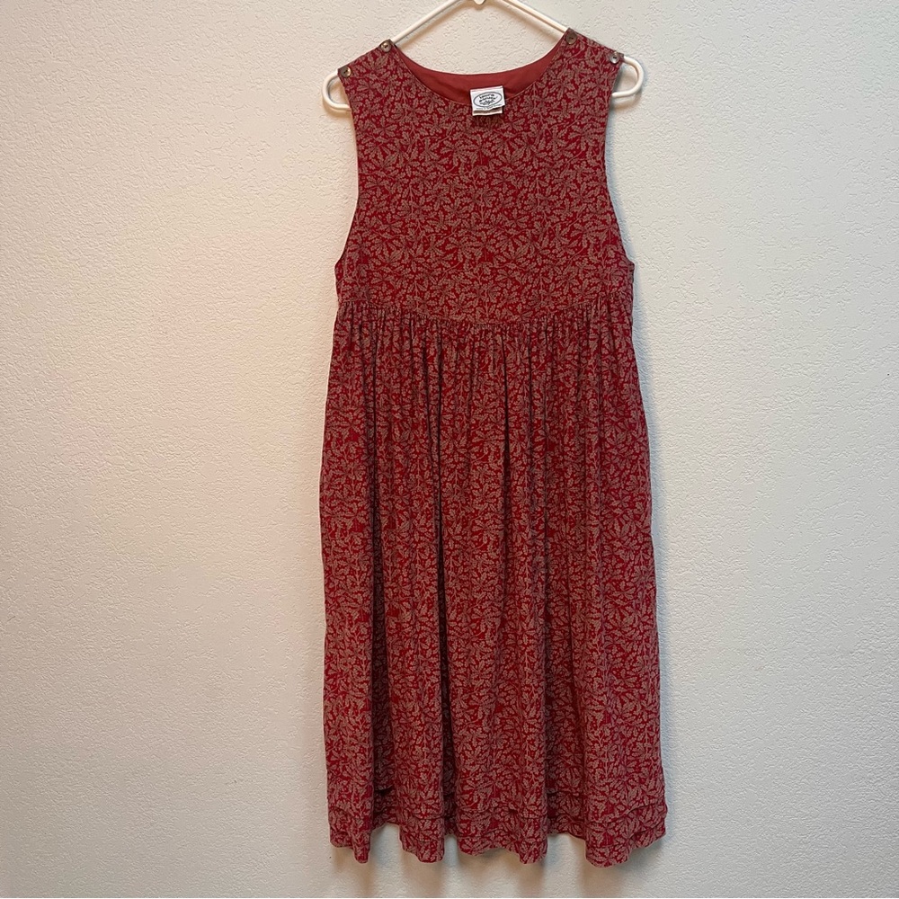 Laura Ashley red floral corduroy jumper dress fits like a 4